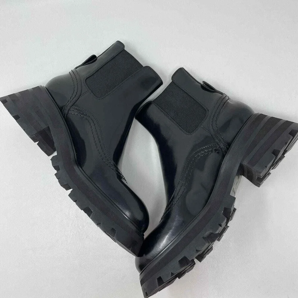 Alexander McQueen Wander Chelsea Boots Womens IT 40 US 10 Black Leather Platform - Picture 3 of 10